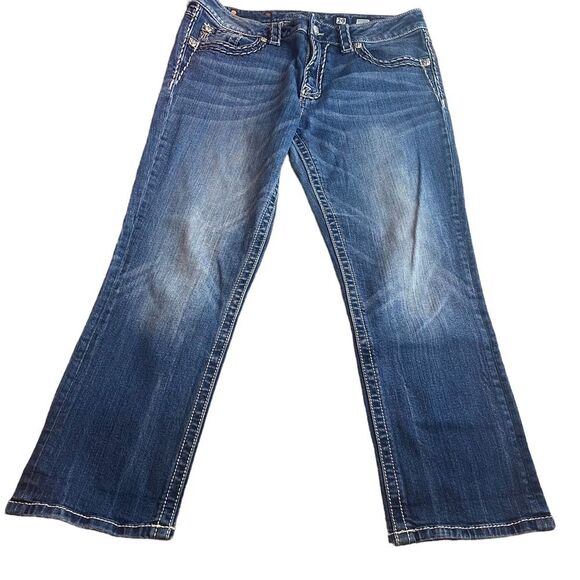 Y2K Miss Me Size 29 Boyfriend Capri Jeans Contrast Stitching Flap Pocket Western - Picture 9 of 12